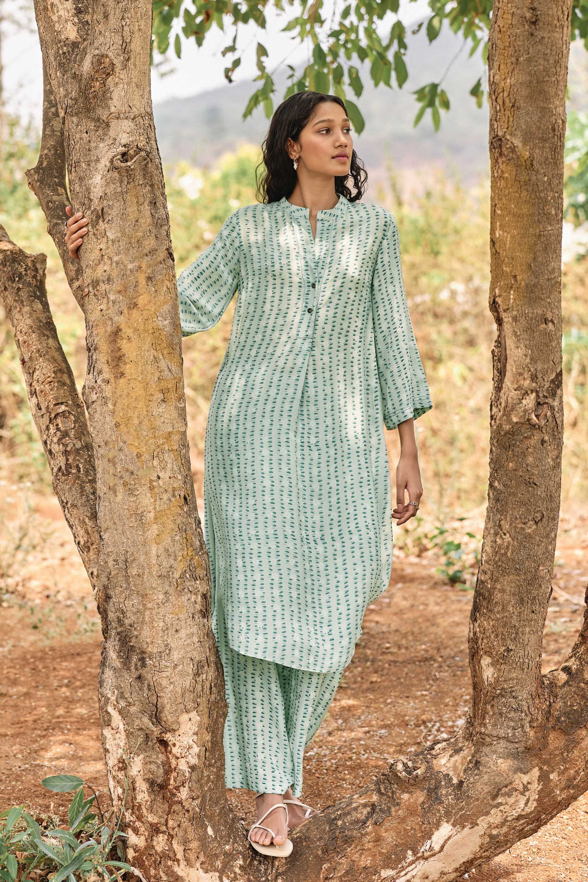 Grove Hand-block Printed Coord  - Sage